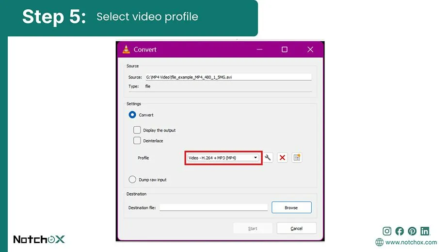 Select video profile