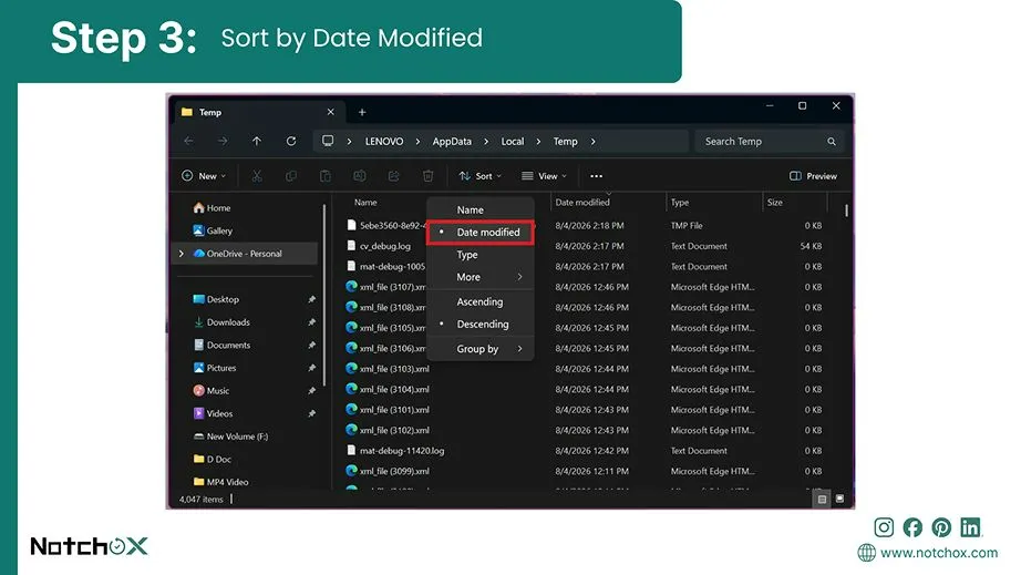 sort by date modified