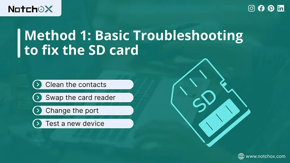Troubleshooting to fix the SD card