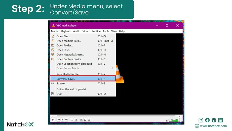 Under Media menu, select ConvertSave