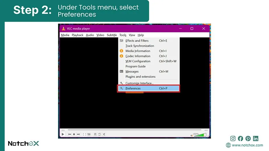 Under Tools menu, select Preferences