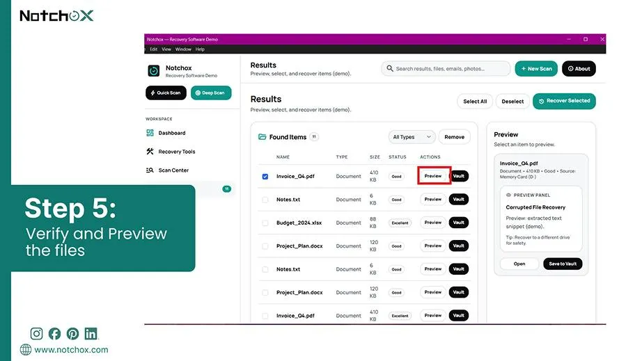 Verify and Preview the files