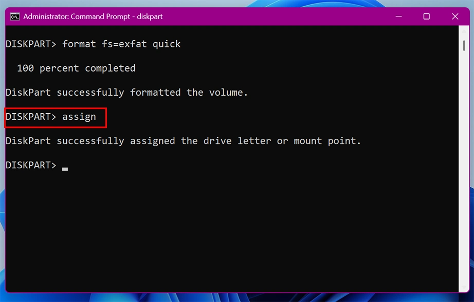 Assign drive letter command