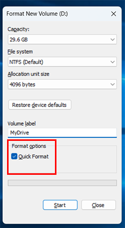 Check Quick Format
