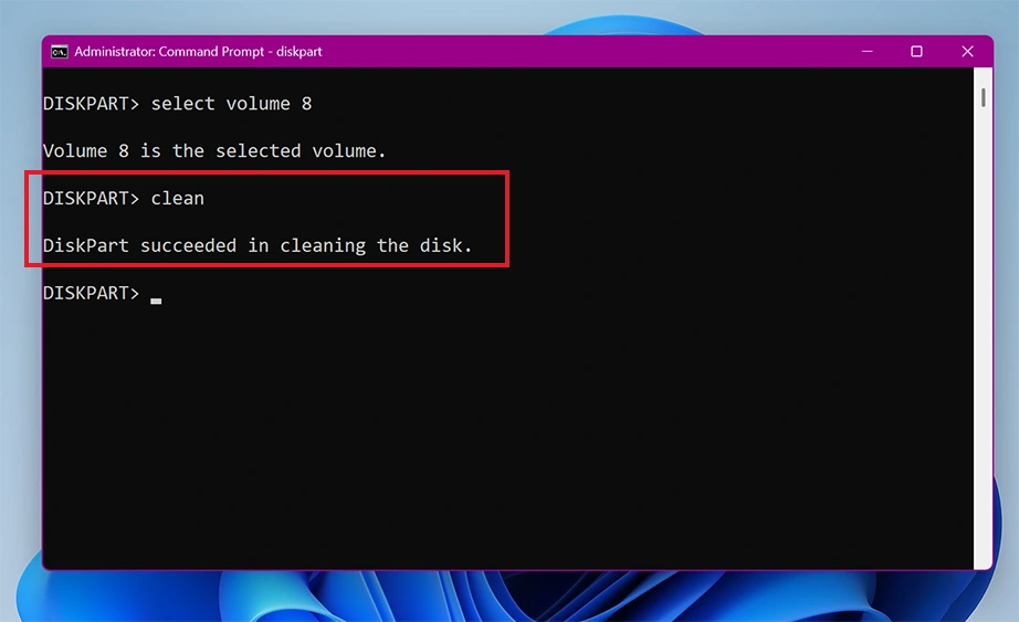 Clean command