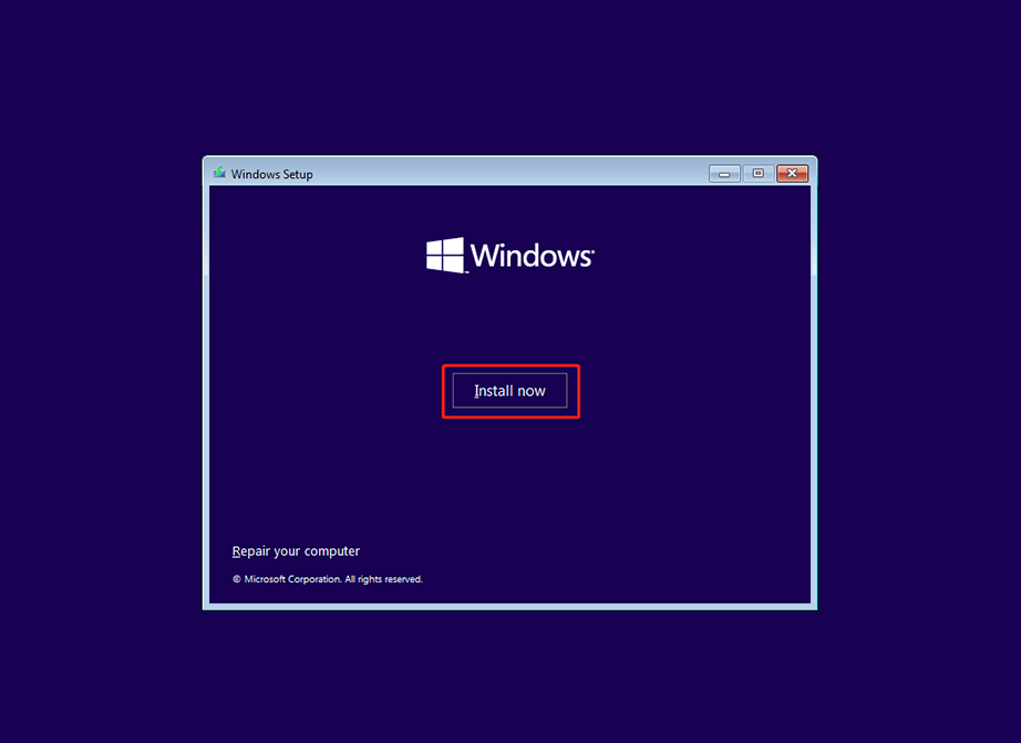 Click Install Now