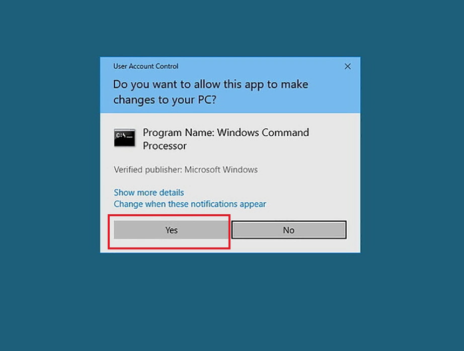 Click Yes on UAC