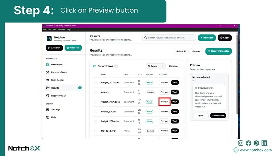Click on Preview button