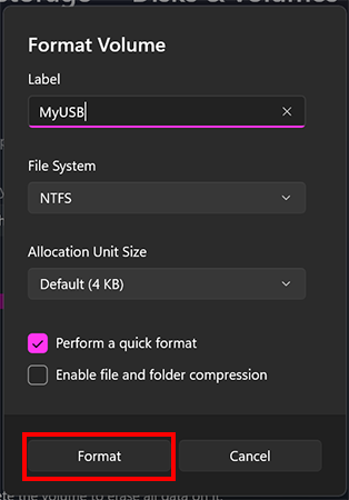 Click the Format button
