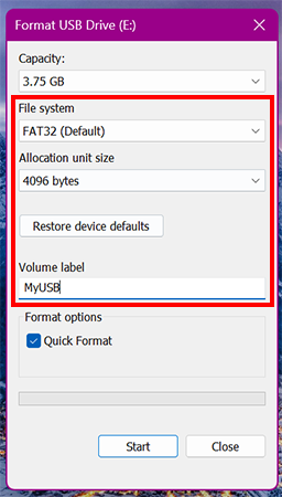 Configuration formatting options