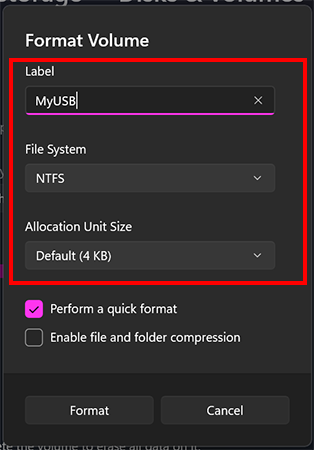 Configure your format