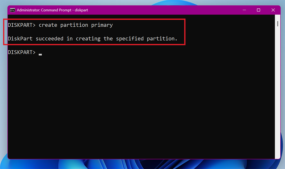 Create partition command