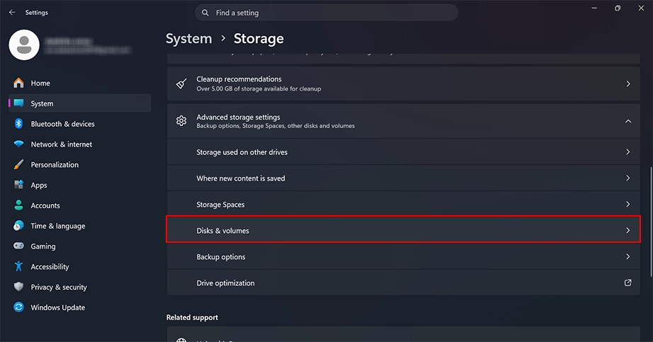 Disks & Volumes on Storage