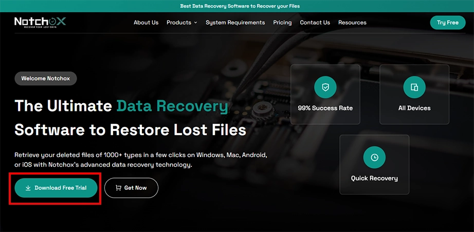 Download Notchox data recovery software