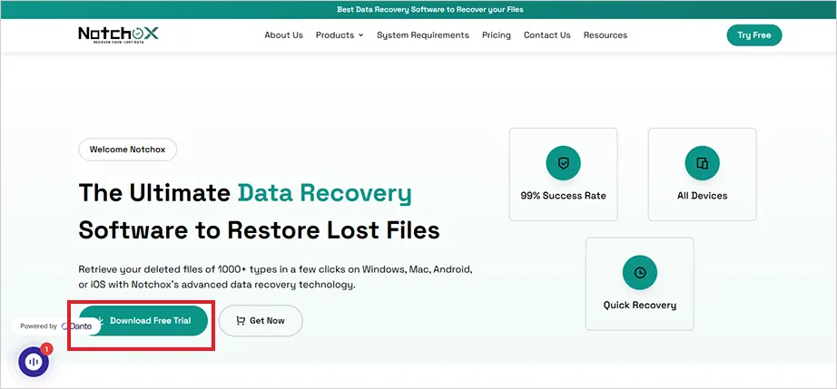 Download Notchox data recovery software