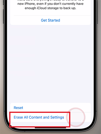 Erase All Content and Settings