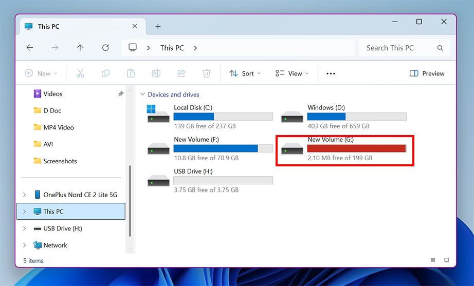 External hard drive letter