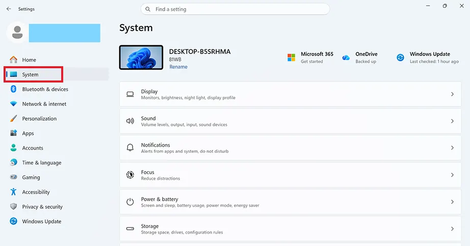 Go to System
