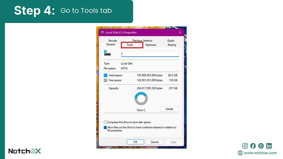 Go to Tools tab