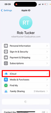 Go to iCloud