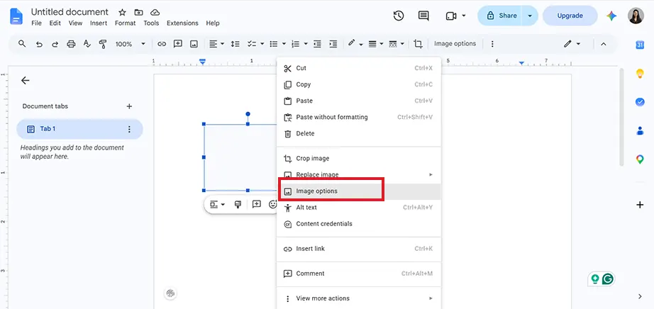 Image options