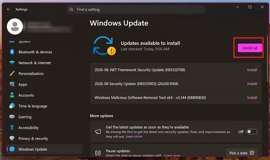Install all button