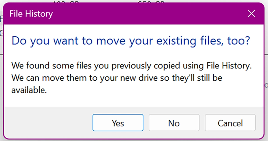 Moving existing files prompt