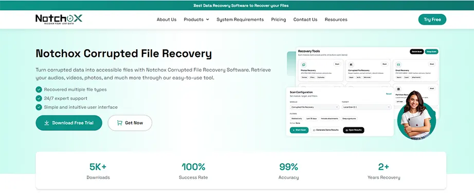 Notchox corrupted file recovery software
