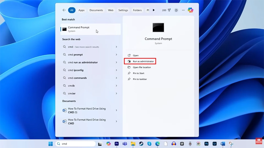 Open Command Prompt as administrator