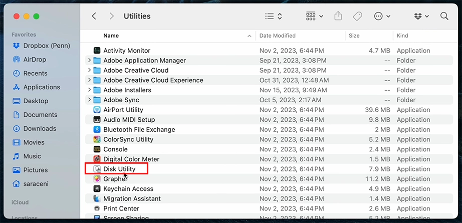 Open Disk Utility