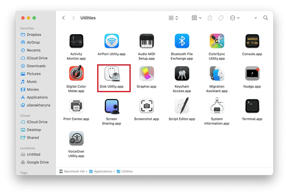Open Disk Utility
