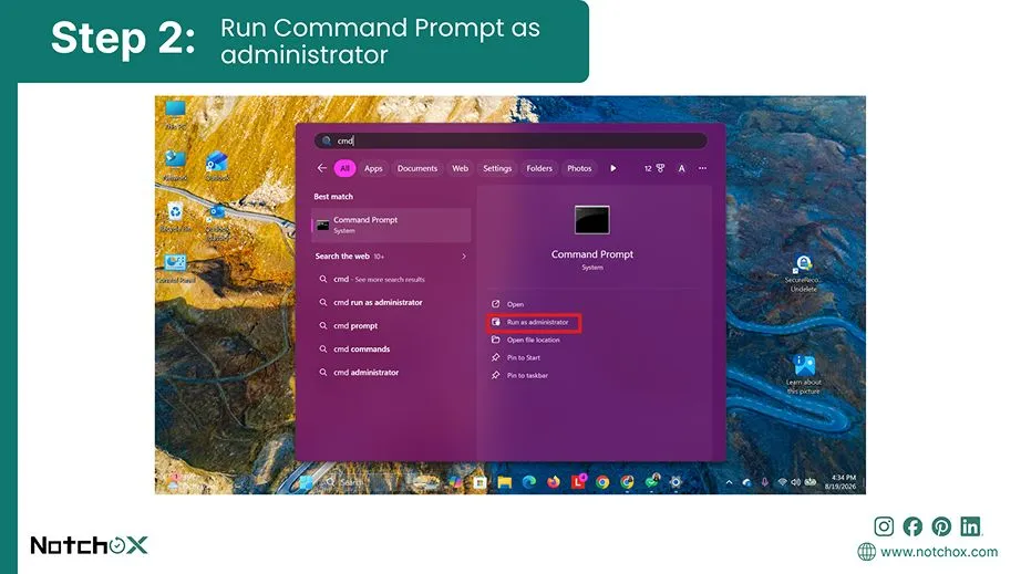 Run Command Prompt as administrator