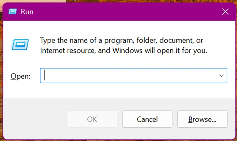 Run dialog box