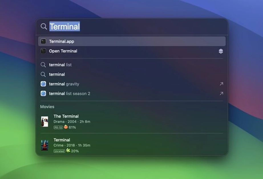 Search and open Terminal