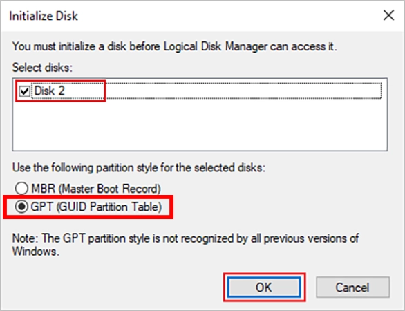 Select GUID Partition Table