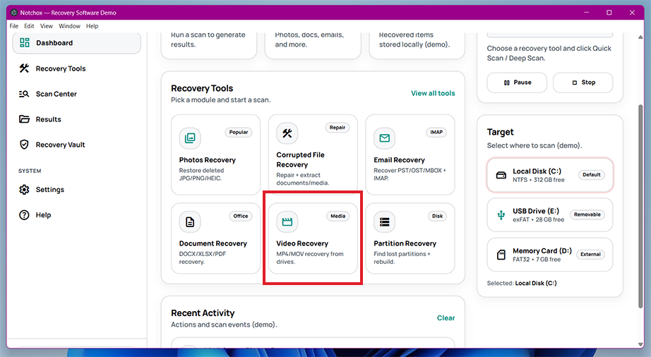 Select Recovery Module