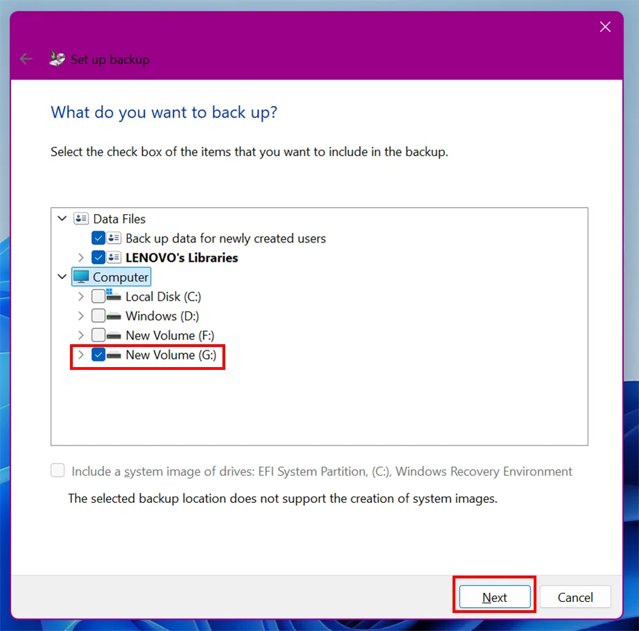 Select drive and click nextt
