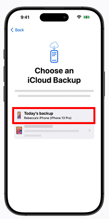 Select the iPhone backup