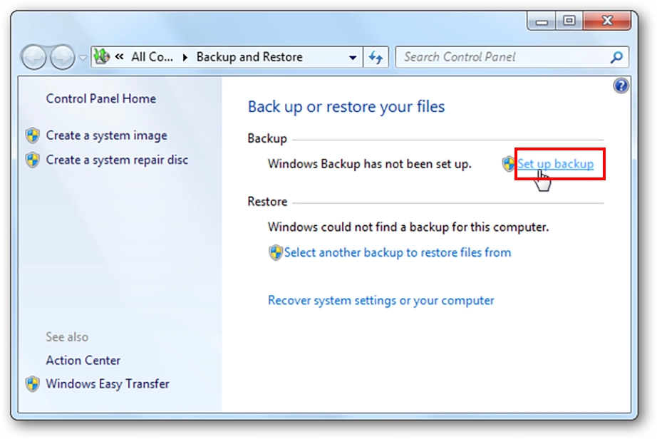 Set up backup