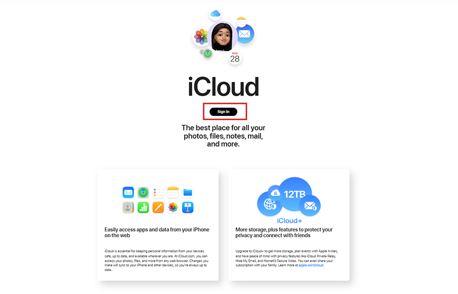 Sign in to iCloud