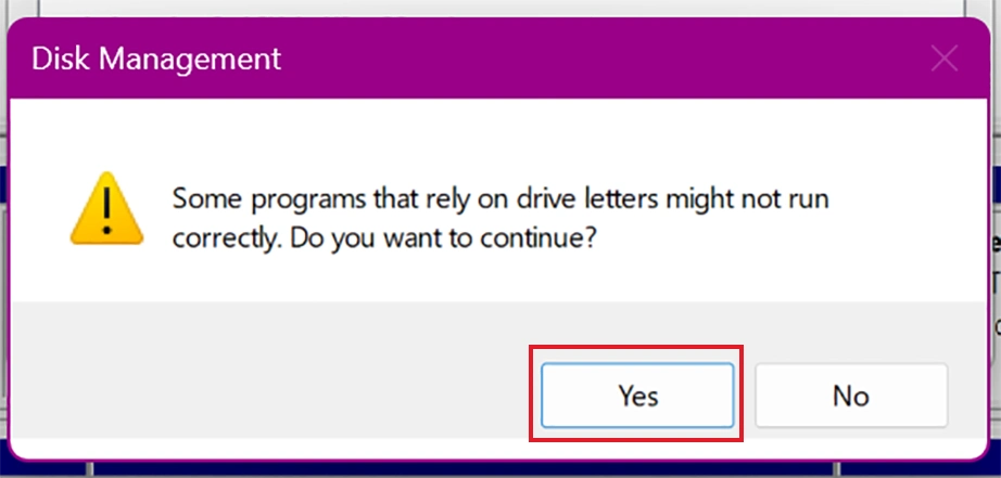 Yes button