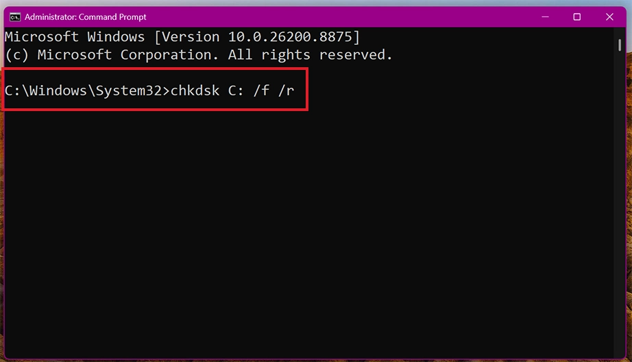 chkdsk command