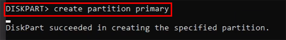create partition primary command