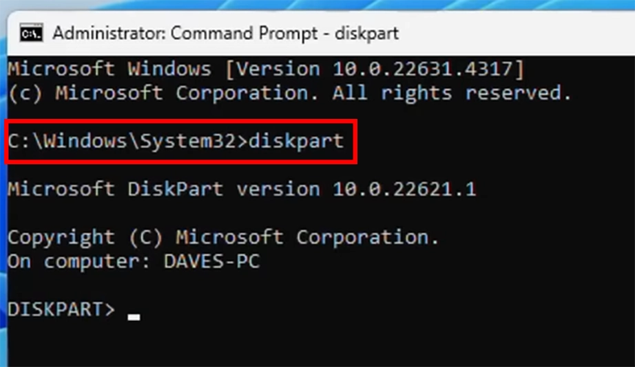 diskpart command