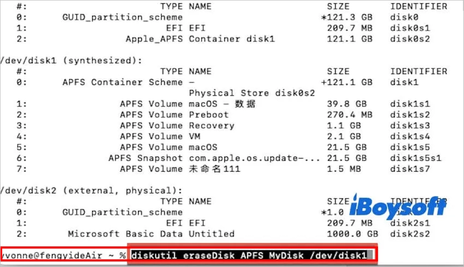 erase disk commandd