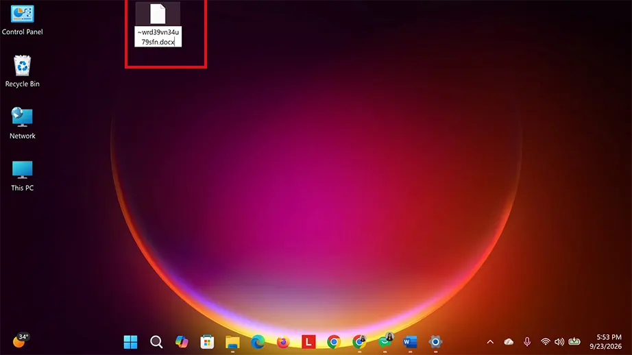 Change .tmp extension to .docx