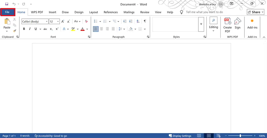 File menu