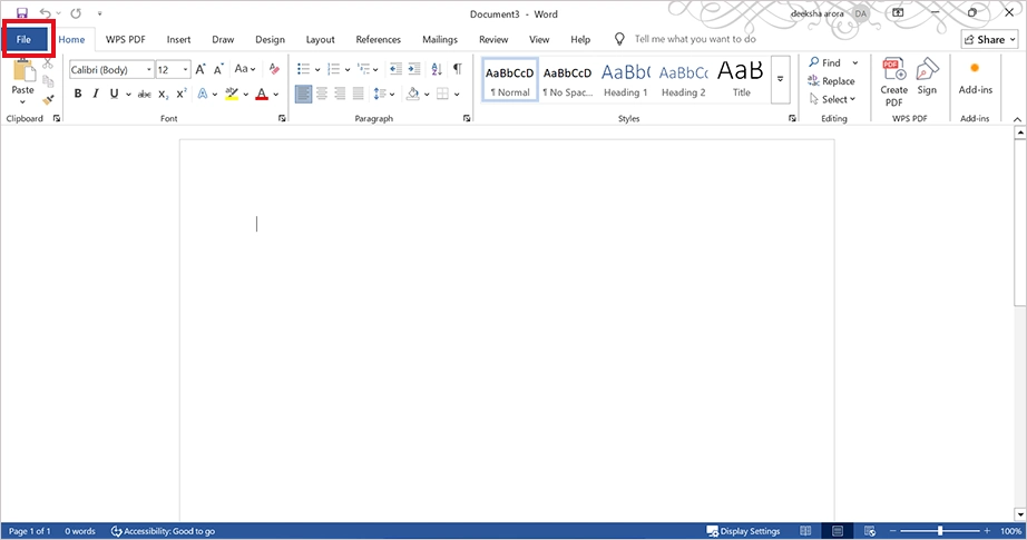 Go to the File menu