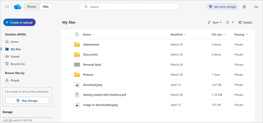 Look for your document among the OneDrive files