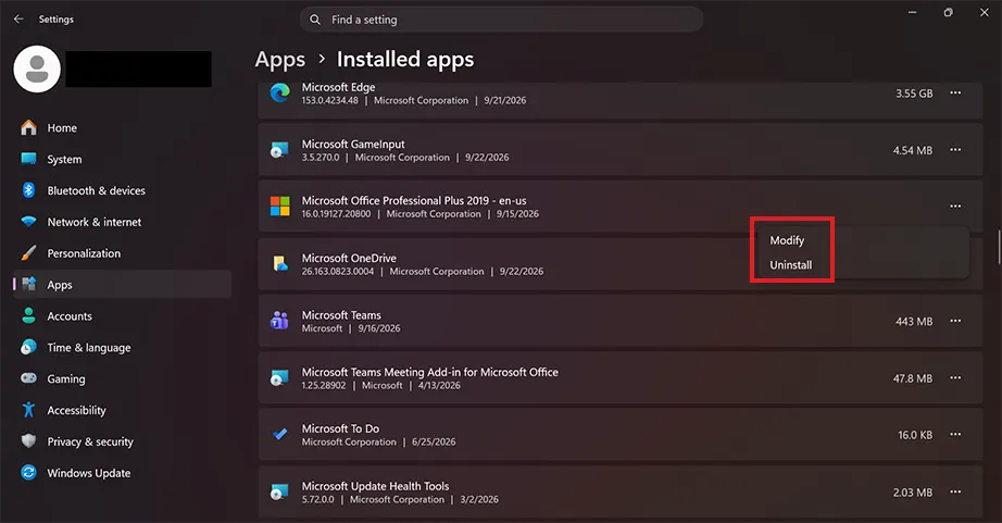 No Advanced options